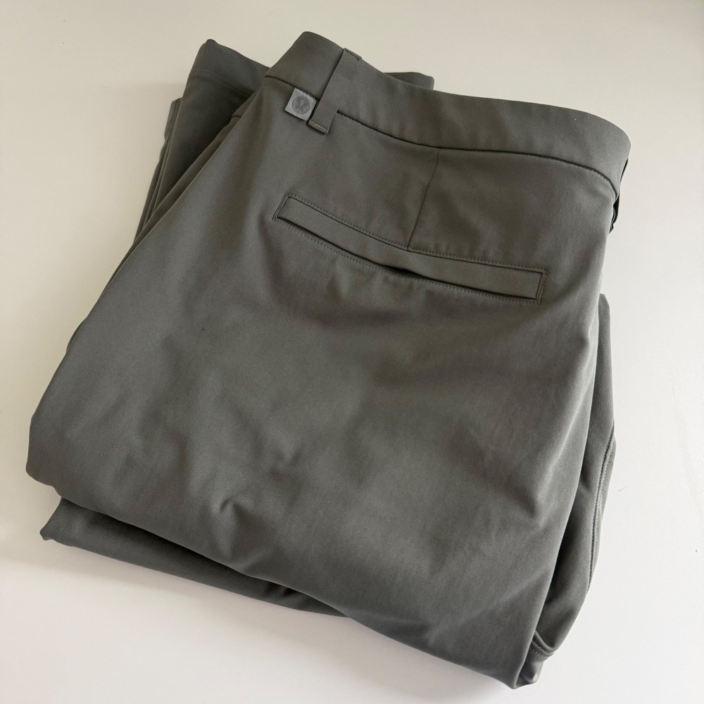 Lululemon ABC Slim-Fit Trouser Warpstreme Grey Sage Mens 40 LM5AO4S.01